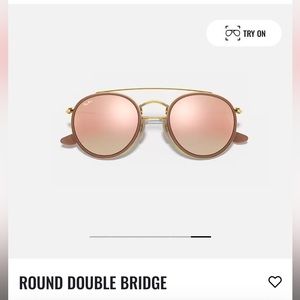 RayBan Round Double Bridge Sunglasses in Polished Gold with Copper Mirror Lens